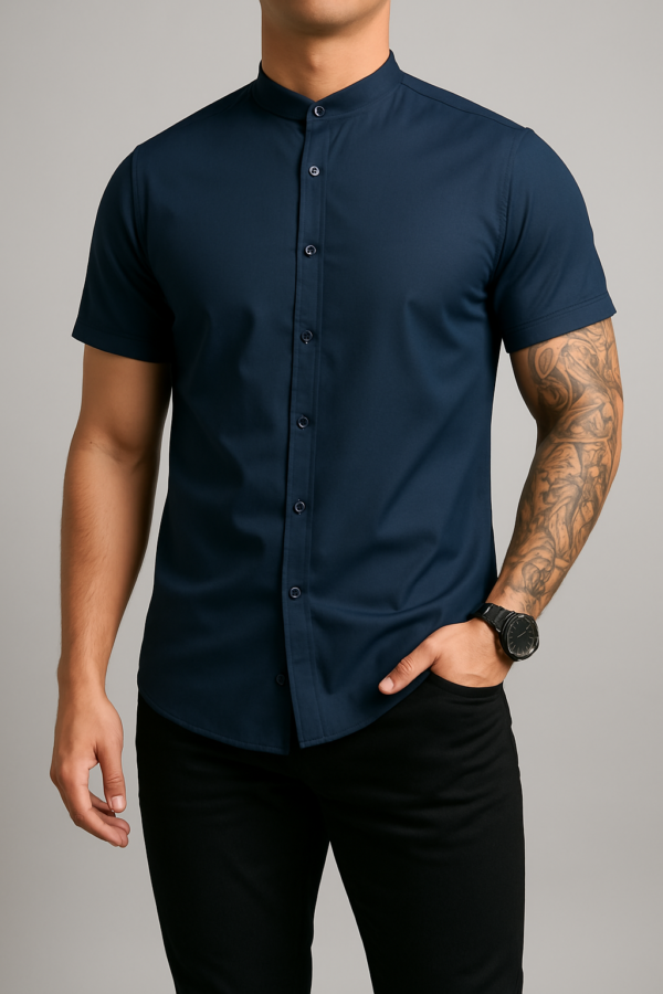 Camisa Manga Corta Cuello Mao Slim Fit - Imagen 3