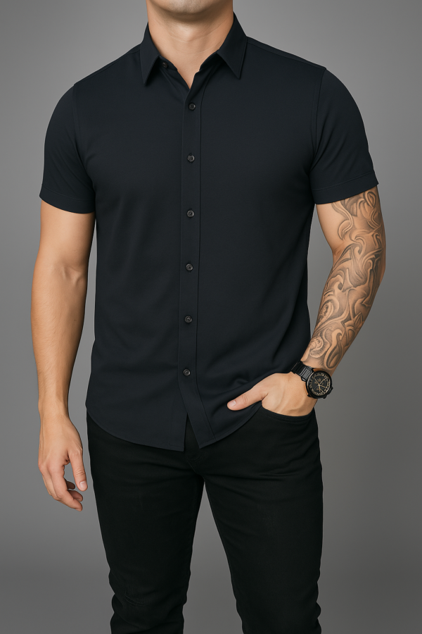 Camisa Slim Tela Ligera Cuello Polo - Imagen 3