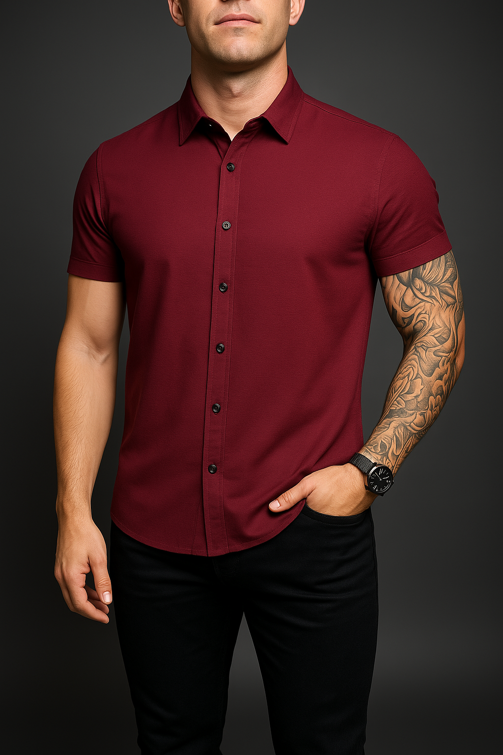 Camisa Slim Tela Ligera Cuello Polo - Imagen 2